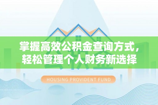 金峰掌握高效公积金查询方式，轻松管理个人财务新选择