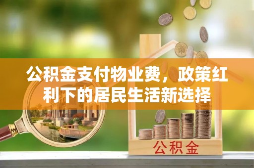 金峰公积金支付物业费，政策红利下的居民生活新选择