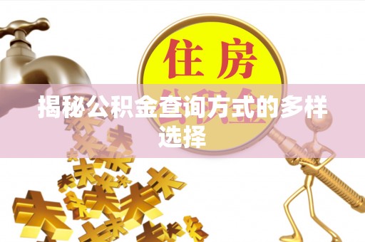 金峰揭秘公积金查询方式的多样选择